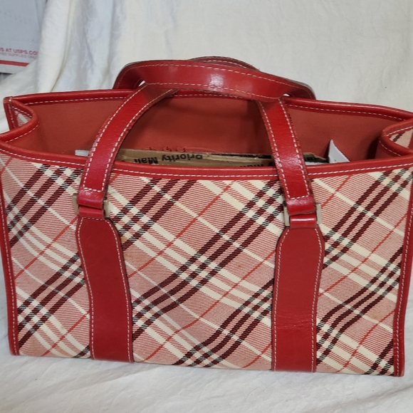 Burberry Tote. Blue Label. Red/Cream Novacheck Pattern. - Picture 1 of 12